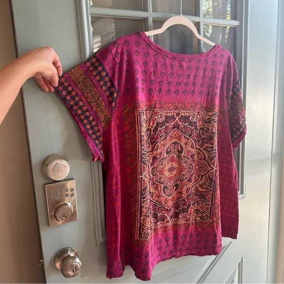 Lucky Brand Women’s Mandala Bohemian Pink Purple Persian Print Plus Oversized 3x - Picture 4 of 8
